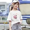 2174# ropa infantil niñas camiseta manga corta verano 2025 nuevo niños niños grandes verano niñas abrigo de verano moda