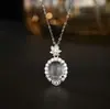 Pingente de Ovo de Cristal Natural S925 Rosto Pedra de Gelo Alta Jade Incrustado Colar Feminino Leve Luxo Novo Estilo Chinês Corrente de Clavícula Atacado