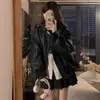 Jaqueta de Couro Marrom para Mulheres, Outono 2026 Novo Estilo Coreano, Jaqueta Biker Solta de Manga Longa Cool e Moderna