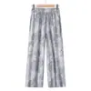 Pantalones de Mujer de Tiro Alto de Pierna Ancha con Efecto de Caída, Nuevo Estilo Verano 2026, Pantalones Rectos Delgados para Mamás, Pantalones Casuales Estampados para Abuelas