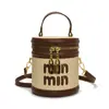Bolso Pequeño Transfronterizo Estilo Coreano Moda Femenina Moderno de Nicho Bolso Cruzado Contraste de Color con Texto Letra Bolso Cubo Portátil