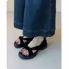 Primeiro Encontro com as Deslumbrantes Sandálias de Solado Grosso Estilo Francês para Mulheres, Perfeitas para o Verão, Uso Casual, Versáteis, Abertas na Ponta, Aumentam a Altura, Adequadas para Combinar com Vestidos, Estilo Romano com Calcanhar Fechado