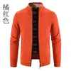 Novo Cardigan Masculino de Comércio Exterior Transfronteiriço com Lã, Estilo Coreano Cor Colorida em Blocos Colarinho Alto Suéter Jaqueta Quente para Jovens