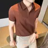 2026 Verano Nueva Camisa Polo Ligera de Media Cremallera Bloque de Color Casual para Hombre Manga Corta con Puño de Algodón de Seda Helada