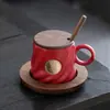 Taza de bronce de personalidad de alto valor taza de café con relieve creativo taza de agua para pareja grabada con tapa logo personalizado