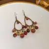 Pendientes de Borlas de Flores Bohemias, Estilo Étnico Retro, Diseño Versátil de Gancho para Oreja, Pendientes de Nicho al por Mayor