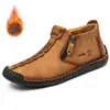Botas Martin para Hombre Transfronterizas de Punto Otoño e Invierno Nuevas Talla Grande con Cremallera Botas de Hombre Casual para Exteriores Botas de Trabajo Cosidas a Mano