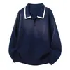 Estilo explosivo transfronterizo Marca de moda Estilo old money Suéter de punto con solapa de color block Prendas de punto para hombre Venta directa de fábrica