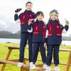 Nuevos Uniformes de Primaria y Secundaria, Chaquetas de Tres Piezas, Uniformes de Jardín de Infancia, Uniformes de Clase de Otoño e Invierno para Niños, Trajes para Día Deportivo