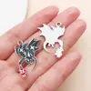 Pingentes Charms Série Dragão Voador Magia Negra Gótica Óleo Gota K Branco Acessórios para Joias DIY Acessórios para Colar Chaveiro