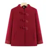 Abrigo de Lana Otoño e Invierno para Mujer de Abuela, Madres de Mediana Edad y Mayores, Tops de Traje Tang Otoño e Invierno, Ropa de Lana para Mujeres Mayores