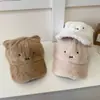 Gorra de Béisbol Esponjosa Estilo Coreano con Orejas de Conejo para Niñas, Sombrero de Felpa Dulce Engrosado Cálido de Invierno