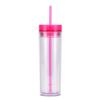 Taza de Agua de Moda Estilo Ins Europeo y Americano Taza Delgada de Doble Capa con Popote Taza Transparente Recta con Popote Taza de Agua de Doble Capa