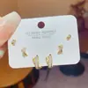 Conjunto de Tres Piezas de Pendientes de Cruz de Circonita Modernos y Únicos con Diseño de Nicho y Pendientes de Aguja de Plata de Celebridad de Internet