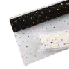 Ropa Floral con Estampado Dorado de Estrellas y Luna, Tejido de Malla, Estilo Celebridad de Internet Tule de Estrellas y Luna, Malla Floral de Empaque Estilo Coreano, Materiales de Empaque para Flores Frescas