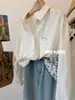 ¡Muyang está celebrando el colorido verano! Camisa Fina de Manga Larga Holgada con Bolsillo y Carta de Corazón para Mujer