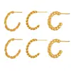 Pendientes de Aro con Forma de C Novedosos Europeos y Americanos Estilo Ins Diseño Simple Acero Inoxidable Chapado en Oro de 18 Quilates Pendientes Combinados para Mujer