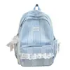 Mochila a cuadros fresca y versátil estilo coreano para mujer, mochila escolar estilo universitario para estudiantes, mochila de encaje dulce de gran capacidad