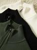 Otoño Nuevo Cuello Pequeño Diseño con Doble Cremallera Sentido Cárdigan de Punto de Lana para Mujer Chic Nicho Manga Larga Hombro Ropa Exterior