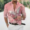 Camisa Estampada Abstrata com Arte Degradê Nova 2024 Para o Dia a Dia Primavera Verão Camisa de Manga Longa Dobrável