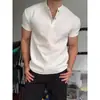 Camisa polo Jiangfu gola Henley manga curta masculina verão preto roupa de ginástica sensação malha waffle camiseta esportiva Americana