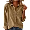 Camisa de Pana Transfronteriza 2026, Color Sólido, Cuello Campana, Chaqueta Casual Abotonada, Nueva Ropa de Mujer Europea y Americana para Otoño/Invierno en Amazon