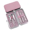 Set de cortauñas de 7 piezas, herramientas de manicura de colores caramelo, set de regalo con logo impreso personalizado, set de cortauñas de 7 piezas