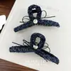 Pinza de Garra de Cadena de Mezclilla Estilo Chanel con Dientes para Mujer, Diadema de Lazo de Moda, Pinza de Tiburón Accesorio para el Cabello al por Mayor