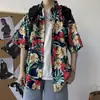 Camisa Hawaiana Floral de Verano para Hombre, Camisa de Algodón Retro de Manga Corta para Hombres y Mujeres, Tops Sueltos de Viaje para Parejas