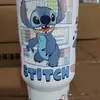 Serie de Tazas de Coche para el Día de San Valentín Transfronteriza Stitch Número 40oz Taza de Agua de Acero Inoxidable Aislamiento Térmico y Almacenamiento en Frío Taza de Hielo para Coche