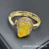 Nuevo Conjunto de Joyería Pixiu de Cera de Abejas Optimizado Cadena de Suéter con Diamantes Completos Pendientes Estilo Vintage de Personalidad Pulsera y Anillo de Ámbar