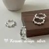 Anel Estilo Coreano Personalidade Design Minimalista Anel de Prata Esterlina S925 Patchwork Gota d'Água Tridimensional Versátil Estilo Commute ins