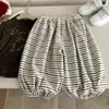 Novedad Otoño 2026 Pantalones Rayados de Pierna Ancha para Niños y Niñas, Estilo Coreano Sueltos Casuales Versátiles para Bebé, Pantalones Linterna de Moda