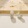 Pendientes de Perla y Circonita en Forma de C de Alta Gama, Modernos y Versátiles, Accesorios de Estilo Lujo Ligero para el Día a Día