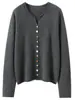 Colección nueva de otoño e invierno al por mayor: Cárdigan de punto de cachemira para mujer, cuello redondo, mangas largas, prenda exterior de cachemira de corte holgado, top con botones coloridos