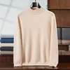 Suéter de cachemira para hombre con cuello semi-alto, de doble hebra, engrosado, adecuado para uso business casual, suéter de cachemira versátil de punto para estudiantes jóvenes y de mediana edad