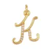 J04 Estilo europeu e americano, zircônia cúbica, pingente de letra, berloque de colar, pingente pequeno, acessório decorativo