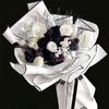 Papel de regalo floral con borde blanco y negro ramo papel coreano liso material de papel de regalo impermeable floral cesta de flores crisantemo