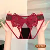 Panty Sexy de Talla Grande para Mujer con Bordado de Moño Dulce, Entrepierna Abierta, No Necesita Quitarse, Panty de Encaje con Diseño de Entrada Trasera