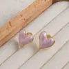 Brincos de Verão Simples Rosa com Esmalte Pingado, Presilhas de Mosquito para Mulheres Sem Furos na Orelha, Estilo Menina Doce, Temperamento Gentil