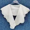 Nuevo Estilo Albaricoque Doble Capa Bordado Cuello Volante Chaqueta Vestido de Mujer Versátil Cuello Falso Cuello Chal Decoración Floral