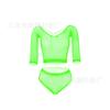 Nova lingerie sexy europeia e americana, conjunto tentação sexy de malha com buracos, meias vazadas, body de malha, meias de malha, malha w488