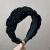 Diadema Negra Flocking Plisada Moda Terciopelo Cristal Diamante Completo Diadema Año Nuevo Rojo Navidad 2025 Otoño e Invierno Hebilla para la Cabeza