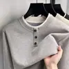 Sudadera de hombre con cuello redondo, estilo falso dos piezas, nuevo estilo otoño e invierno, forro polar y engrosada, manga larga con botones, corte holgado para hombres de mediana edad