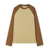 21 200g algodão penteado justo ombro algodão manga longa camiseta manga de sino combinação de cores versão leve jaqueta de algodão lisa