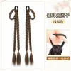 Trenzas para Peluca de Mujer, Cola de Caballo Alta, Trenzas Largas Retorcidas Estilo Antiguo, Nuevo Estilo Chino Dulce y Fresco Cabello Trenzado a Mano, Orejas Colgantes, Doble Cola de Caballo