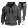 Conjunto de Moletom Esportivo Transfronteiriço Outono e Inverno 2025 Masculino com Capuz com Zíper e Vários Bolsos Moletom Esportivo Light Board