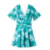 Nuevo traje de baño para mujer personalizado estilo pintura al óleo retro estampado traje de baño de una pieza cintura alta adelgazante espalda descubierta almohadilla en el pecho falda de natación