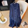 Vestido retro de manga larga para mujer, talla extra grande, estilo retro francés, para otoño e invierno, 2024, 300 kg