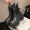 Botines cortos de tacón súper alto que realzan la altura para mujer en otoño e invierno, nuevos, con plataforma, suela gruesa, impermeables, con hebilla de cinturón de plataforma, botas Martin